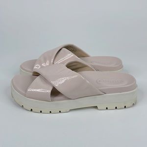 Vionic Vesta Peony Pink Leather Crisscross Platform Sandals 9
